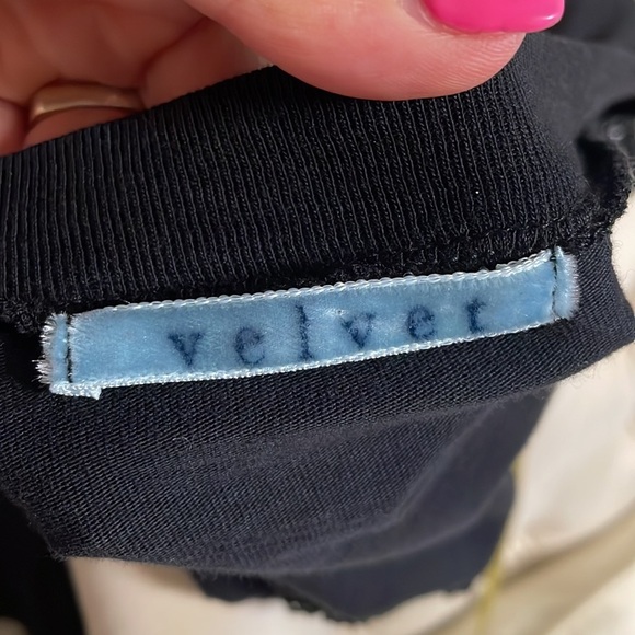 Velvet by Graham Spencer black dress 100% jersey cotton beaded V neckline size L - Picture 7 of 11